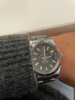 ROLEX SKY-DWELLER  SILVER OYSTER BRACELET WITH SILVER BEZEL