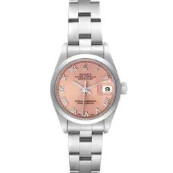 ROLEX DATEJUST SALMON ROMAN DIAL SMOOTH BEZEL STEEL LADIES WATCH 69160