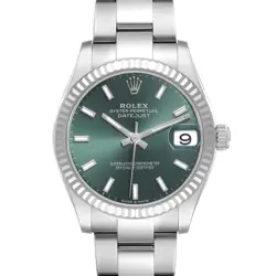 ROLEX DATEJUST MIDSIZE 31 STEEL WHITE GOLD MINT GREEN DIAL LADIES WATCH 278274