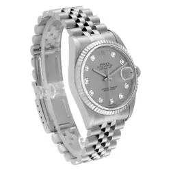 ROLEX DATEJUST STEEL WHITE GOLD ANNIVERSARY DIAMOND DIAL MENS WATCH 16234