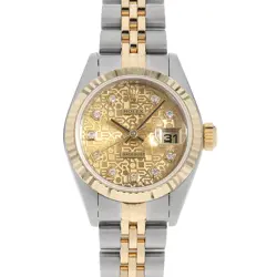 ROLEX DATEJUST 10P DIAMOND 79173G CHAMPAGNE GOLD CARVING COMPUTER A NUMBER S...