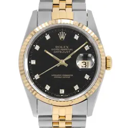 ROLEX Datejust 10P Diamond 16233G Black X Number second hand mens
