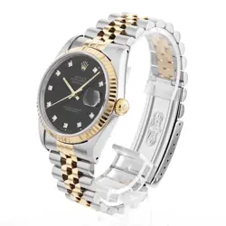 ROLEX Datejust 10P Diamond 16233G Black X Number second hand mens