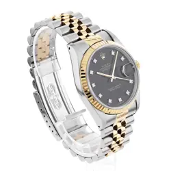 ROLEX Datejust 10P Diamond 16233G Black X Number second hand mens