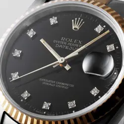 ROLEX Datejust 10P Diamond 16233G Black X Number second hand mens