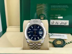 ROLEX DATEJUST 41 126300 BLUE DIAL STAINLESS STEEL JUBILEE BOX PAPER 2021