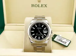 ROLEX DATEJUST II 41MM 116334 BLACK DIAL STAINLESS STEEL 18K WHITE GOLD BEZEL