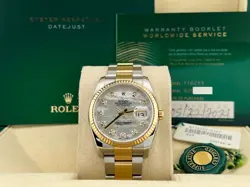 ROLEX DATEJUST 116233 36MM MOP DIAMOND DIAL 18K YELLOW GOLD STAINLESS BOX PAPER