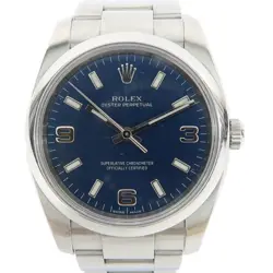 ROLEX OYSTER PERPETUAL AUTOMATIC WATCH 114200 STAINLESS STEEL BLUE