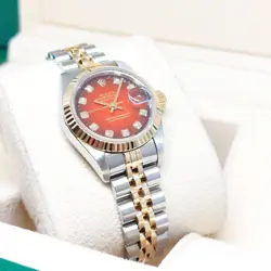 Rolex 26mm 18K Half Yellow Gold Red Degrade Big Diamonds Datejust REF: 69173