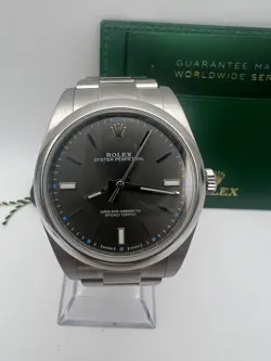 ROLEX OYSTER PERPETUAL 39MM 114300 RHODIUM DIAL