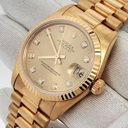 Rolex President Datejust 31mm Factory Champagne Diamond Dial Watch 78278
