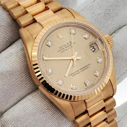 Rolex President Datejust 31mm Factory Champagne Diamond Dial Watch 78278