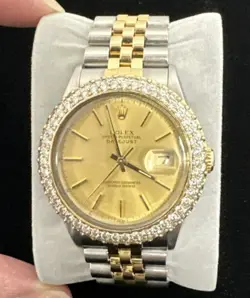 Rolex Datejust 36 16013 TWO TONE Gold Silver Jubilee Bracelet Diamond Gold Bezel