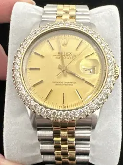 Rolex Datejust 36 16013 TWO TONE Gold Silver Jubilee Bracelet Diamond Gold Bezel