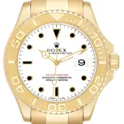 ROLEX YACHTMASTER 40 YELLOW GOLD WHITE DIAL MENS WATCH 16628