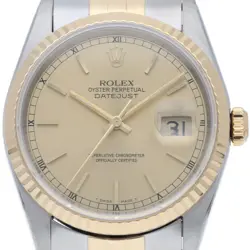 ROLEX DATEJUST MEN'S WATCH 16233(U) K18YG/STAINLESS STEEL MENSWATCH CHAMPAGN...