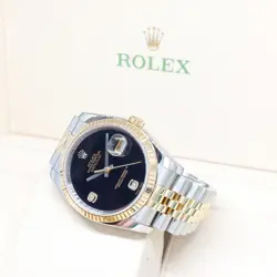 ROLEX 36MM 18K HALF YELLOW GOLD ONYX 6 & 9 DIAMONDS DATEJUST REF: 116233 (Z)