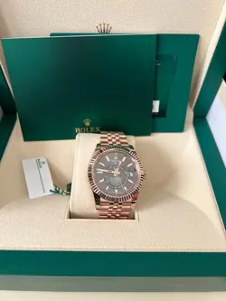 2024 ROLEX SKY-DWELLER GOLD 18K ROSE GOLD 336935 42MM WATCH RHODIUM DIAL JUBILEE