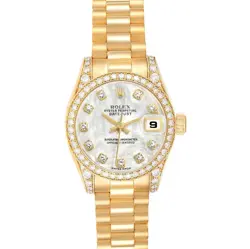 ROLEX PRESIDENT DATEJUST YELLOW GOLD MOP DIAMOND LADIES WATCH 179158 BOX PAPERS