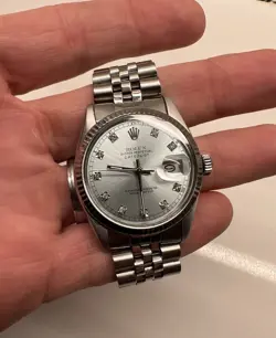 ROLEX DATEJUST 36MM STAINLESS STEEL FLUTED BEZEL ICE BLUE DIAMOND DIAL QUICK SET