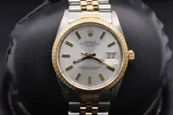 ROLEX WATCH OYSTER PERPETUAL DATE 15053 STAINLESS STEEL & YELLOW GOLD
