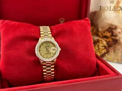 ROLEX LADIES PRESIDENT 69178 DIAMOND DIAL DIAMOND BEZEL 18K YELLOW GOLD