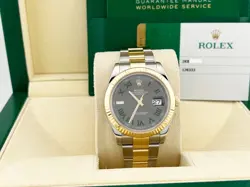 ROLEX DATEJUST 41 126333 WIMBLEDON DIAL 18K YELLOW GOLD STEEL BOX PAPER