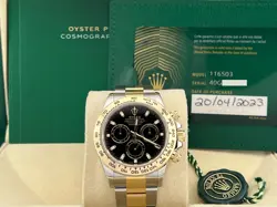 ROLEX DAYTONA 116503 BLACK DIAL 18K YELLOW GOLD STAINLESS STEEL BOX PAPER 2023
