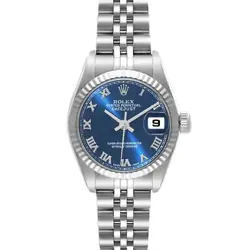 ROLEX DATEJUST BLUE DIAL WHITE GOLD STEEL LADIES WATCH 79174