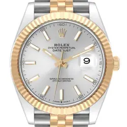 ROLEX DATEJUST 41 STEEL YELLOW GOLD SILVER DIAL MENS WATCH 126333