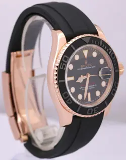 Rolex Yacht-Master 18k Rose Gold Oysterflex Black 40mm 116655 Watch BOX