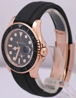 Rolex Yacht-Master 18k Rose Gold Oysterflex Black 40mm 116655 Watch BOX