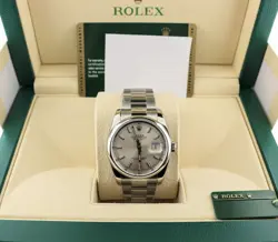2013 ROLEX DATEJUST 116200 SILVER DIAL SS OYSTER WITH PAPERS 36MM