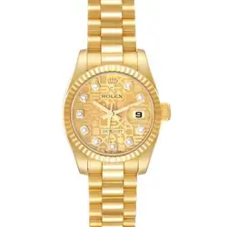 ROLEX PRESIDENT DATEJUST YELLOW GOLD DIAMOND DIAL LADIES WATCH 179178