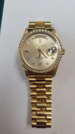 1.25ct Dia. Oyster Perpetual Day-Date18kt 30mm Mens Rolex w/Box and Accessories