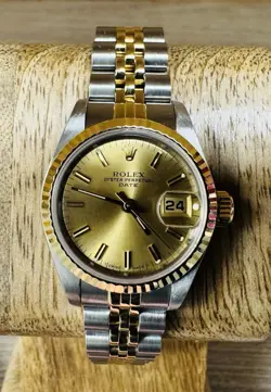 ROLEX OP DATEJUST LADIES TWO-TONE WATCH 69173 CHAMPAGNE 26MM