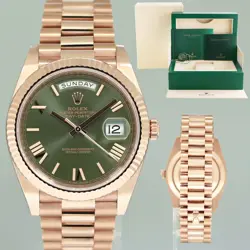 2022 MINT ROLEX PRESIDENT 40MM ROSE GOLD OLIVE GREEN 228235 WATCH BOX