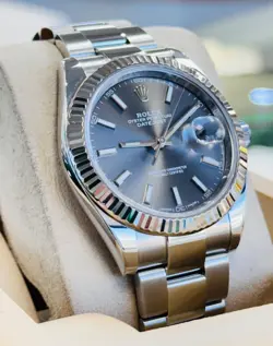 ROLEX DATEJUST 41MM 126334 RHODIUM DIAL OYSTER BRACELET WHITE GOLD BEZEL UNWORN