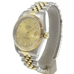 ROLEX Datejust 16233G Champagne Dial 10P Diamond K18YG 45505 watch men TO183564