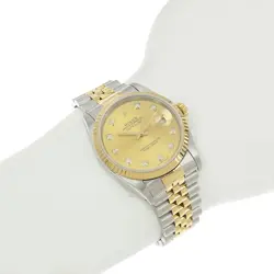 ROLEX Datejust 16233G Champagne Dial 10P Diamond K18YG 45505 watch men TO183564