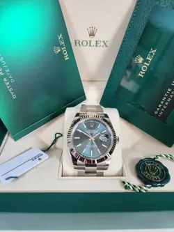 ROLEX DATEJUST 41MM MINT GREEN DIAL FLUTED BEZEL OYSTER BRACELET 126334