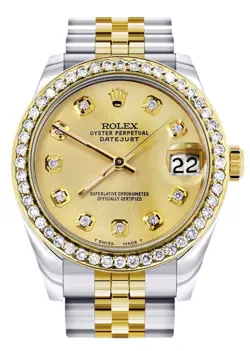 ROLEX DATEJUST 31 MM DIAMOND BEZEL TWO TONE JUBILEE LADIES WATCH IVORY DIAL NEW