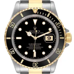 ROLEX SUBMARINER BLACK DIAL STEEL YELLOW GOLD MENS WATCH 16613 BOX PAPERS