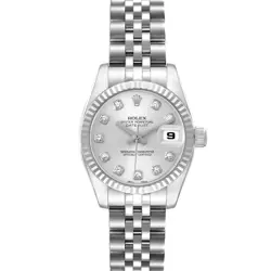 ROLEX DATEJUST STEEL WHITE GOLD DIAMOND LADIES WATCH 179174