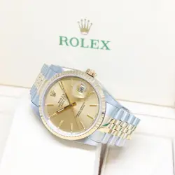 ROLEX 36MM 18K HALF YELLOW GOLD CHAMPAGNE TAPESTRY INDEX DATEJUST REF: 16233 (L)