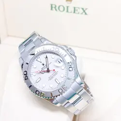 ROLEX 35MM PLATINUM DIAL YACHTMASTER REF: 168622 (V SERIES)