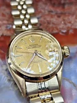 Rolex Rare Vintage 6516 Lady Datejust 18k /14k Solid Gold Watch 64.6 Grams