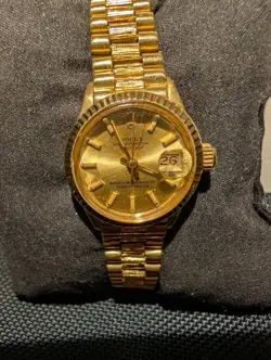 ROLEX LADIES DATEJUST 26MM PRESIDENT BARK 18K YELLOW GOLD WATCH 69178