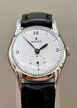 VTG ROLEX  33,9mm Ø NIQUEL PLATED CASE WHITE DIAL WORKING CIRCA 1930